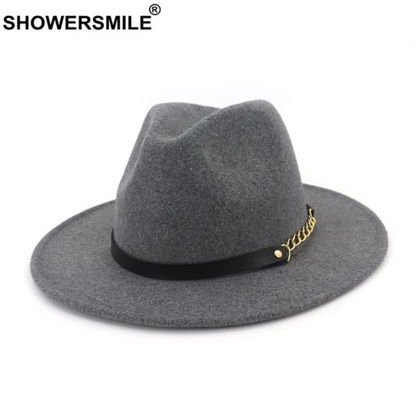showersmile wool felt fedora women men classic trilby hat with chain solid gray camel autumn winter male female pork pie hat, Blue;gray
showersmile wool felt fedora women men classic trilby hat with chain solid gray camel autumn winter male female pork pie hat, Blue;gray