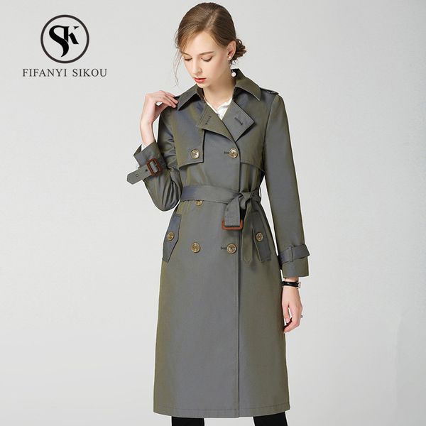 autumn women trench coat classic turn-down collar double breasted belt long trench coats women loose high end business outerwear, Tan;black
autumn women trench coat classic turn-down collar double breasted belt long trench coats women loose high end business outerwear, Tan;black