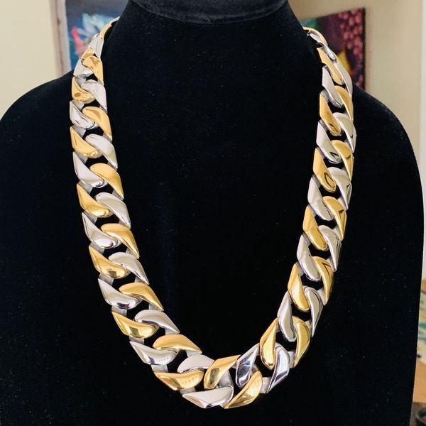 24''stainless steel big chunky necklace cuban link gold chain hip hop jewelry long chains thick gift - two tone, Silver
24''stainless steel big chunky necklace cuban link gold chain hip hop jewelry long chains thick gift - two tone, Silver