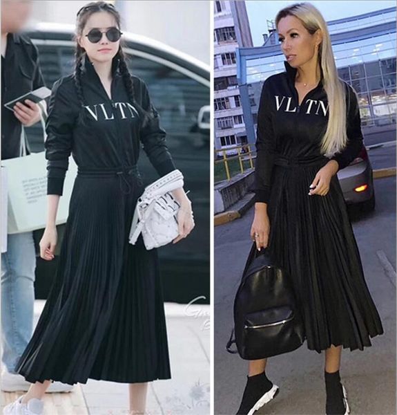 designer women dress high end black stand collar long sleeves pleats long womne dress letter print zipper celebrity style dress, Black;gray
designer women dress high end black stand collar long sleeves pleats long womne dress letter print zipper celebrity style dress, Black;gray