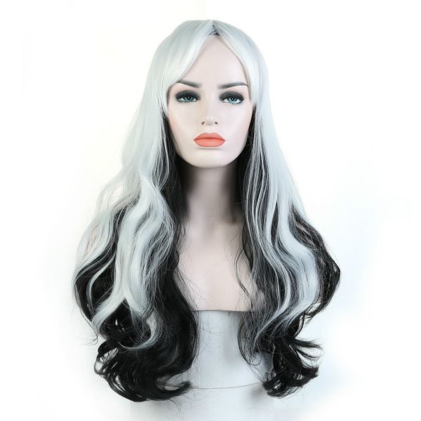 long wavy black white ombre synthetic wigs for women princess hair halloween cosplay costume heat resistant
long wavy black white ombre synthetic wigs for women princess hair halloween cosplay costume heat resistant