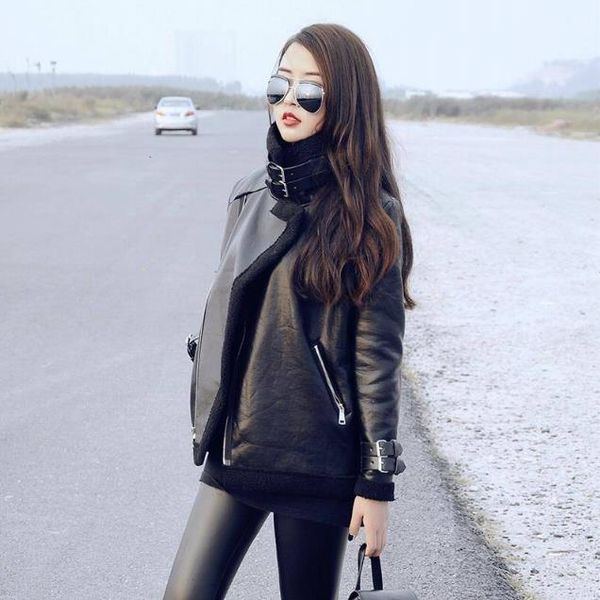 2018 autumn and winter new thickening motorcycle leather women coat large size leather jacket female black clothing jacket lady
2018 autumn and winter new thickening motorcycle leather women coat large size leather jacket female black clothing jacket lady