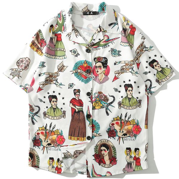 men's casual shirts mens vintage printed short sleeve streetwear summer beach fashion loose male breathable, White;black
men's casual shirts mens vintage printed short sleeve streetwear summer beach fashion loose male breathable, White;black
