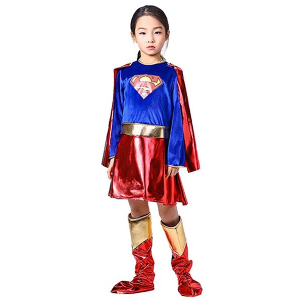 super girl costume kids cosplay costume halloween party fancy dress outfit child uniform suit, Black;red
super girl costume kids cosplay costume halloween party fancy dress outfit child uniform suit, Black;red