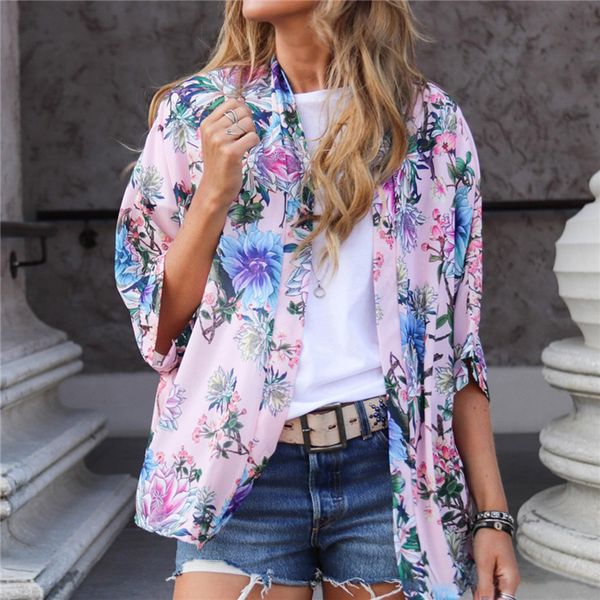 summer women chiffon cardigan long floral blouse beach shawl dress print thin coats ladies casual flower pink blue, White
summer women chiffon cardigan long floral blouse beach shawl dress print thin coats ladies casual flower pink blue, White