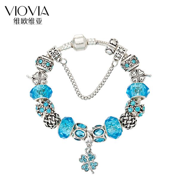 nice delicacy new products blue crystal beaded retro diy happiness clover pendant handmade jewelry bangle bracelet, Silver
nice delicacy new products blue crystal beaded retro diy happiness clover pendant handmade jewelry bangle bracelet, Silver