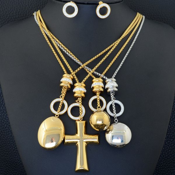 fashion stainless steel jewelry sets earrings necklace round cross pendant for women & girls sghlaaca, Silver
fashion stainless steel jewelry sets earrings necklace round cross pendant for women & girls sghlaaca, Silver