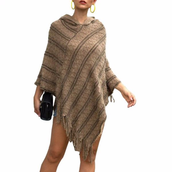 european weave tassel women winter knitted cloak sweater coat irregular coffee striped partywear sweters women invierno 2019, Black
european weave tassel women winter knitted cloak sweater coat irregular coffee striped partywear sweters women invierno 2019, Black