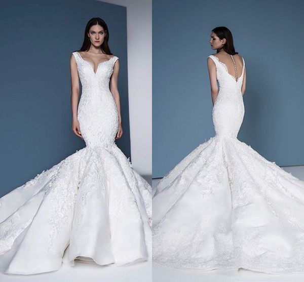 sweetheart lace mermaid wedding dresses 2020 sheer covered buttons back applique cathedral train princess church bride temple gowns, White
sweetheart lace mermaid wedding dresses 2020 sheer covered buttons back applique cathedral train princess church bride temple gowns, White
