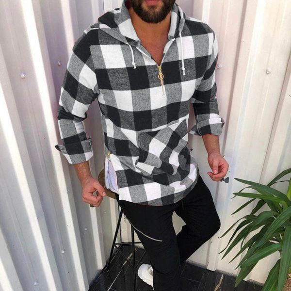 feitong hoodie shirt men winter fashion plaid long sleeve zipper hoodie blouses pockets pullover 2019 new male, White;black
feitong hoodie shirt men winter fashion plaid long sleeve zipper hoodie blouses pockets pullover 2019 new male, White;black