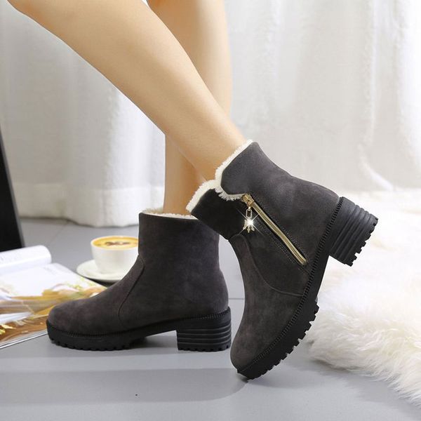 square heels winter ankle boots women shoes 2019 solid zipper warm boots fashion platform shoes women snow basic, Black
square heels winter ankle boots women shoes 2019 solid zipper warm boots fashion platform shoes women snow basic, Black