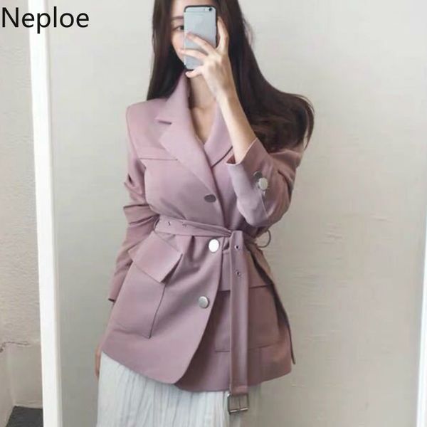 neploe blazer feminino women new solid notched collar long sleeve korean fashion sashes single breasted blazers 43751, White;black
neploe blazer feminino women new solid notched collar long sleeve korean fashion sashes single breasted blazers 43751, White;black