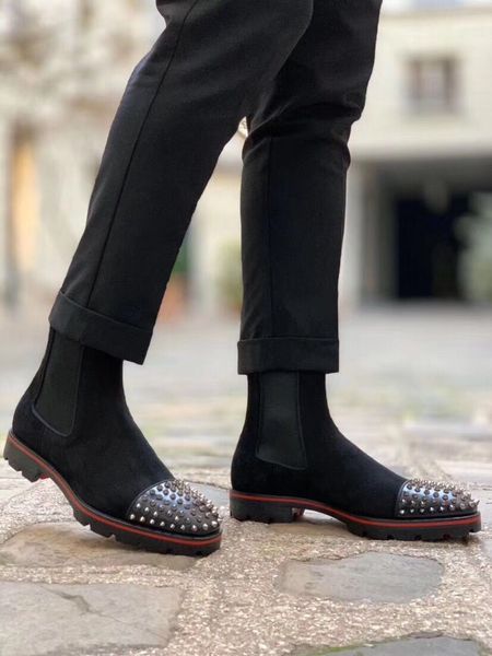 super quality full red bottom boots,luxury red soles ankle boot spikes toe suede leather men high boot men perfect motorcycle boot shor, Black
super quality full red bottom boots,luxury red soles ankle boot spikes toe suede leather men high boot men perfect motorcycle boot shor, Black