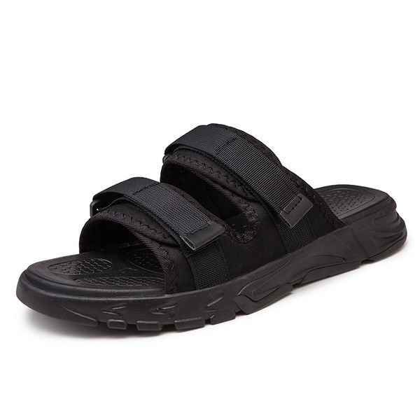 beach men fashion 2020 sandal flip rubber slide flops sandals man homme slippers casual mens roman korean slides shoes sandale, Black