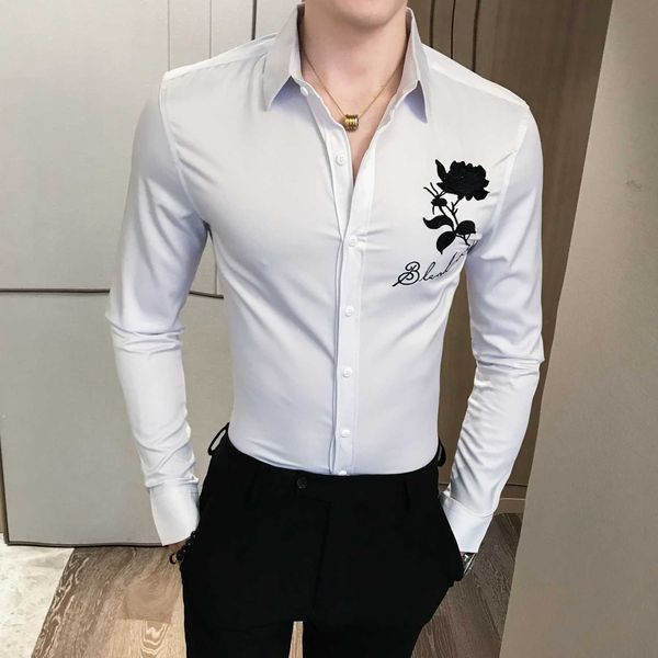 2019 autumn winter new korean shirt man long sleeve camisa masculina flower embroidery shirts men clothes camisa homem, White;black
2019 autumn winter new korean shirt man long sleeve camisa masculina flower embroidery shirts men clothes camisa homem, White;black