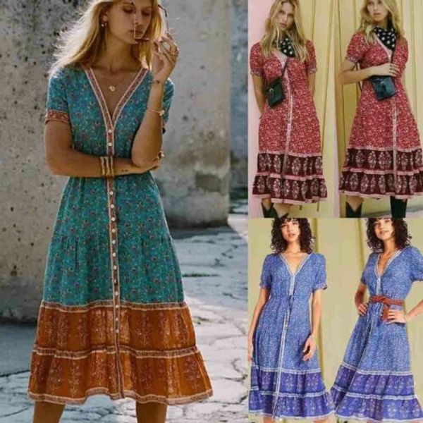 fashion boho dress women floral long maxi dress evening party beach dresses summer holiday casual sundress, Black;gray
fashion boho dress women floral long maxi dress evening party beach dresses summer holiday casual sundress, Black;gray