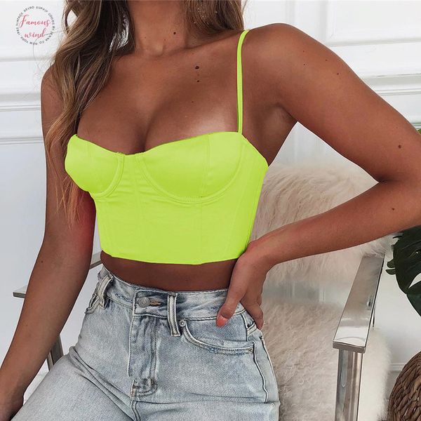 2019 summer v neck crop fashion neon green black pink camis women casual slim solid tank solid streetwear, White
2019 summer v neck crop fashion neon green black pink camis women casual slim solid tank solid streetwear, White