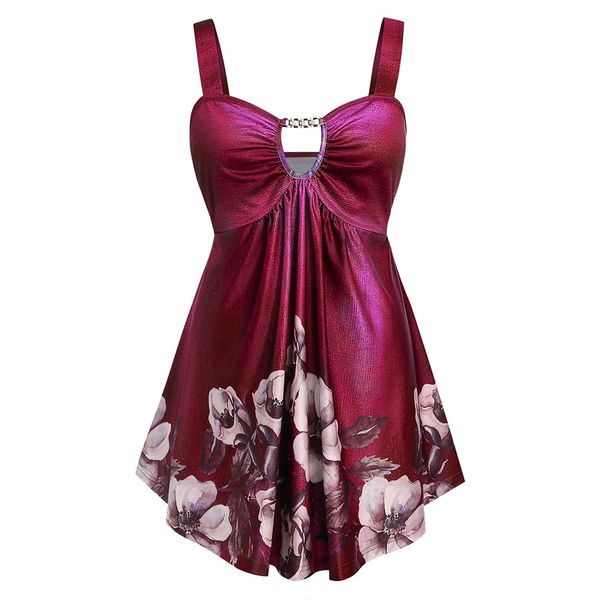 rose gal women's keyhole tank sleeveless floral print spaghetti strap plus size cut out empire waist long shirt, White
rose gal women's keyhole tank sleeveless floral print spaghetti strap plus size cut out empire waist long shirt, White