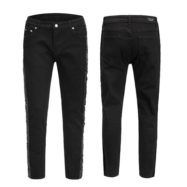 2020 new men's jeans side sequin stitching black slim feet casual jeans men, Blue
2020 new men's jeans side sequin stitching black slim feet casual jeans men, Blue