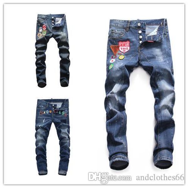 2020 new mens jeans distressed motorcycle biker jeans skinny slim ripped letter printing brand denim hip hop men pants, Blue
2020 new mens jeans distressed motorcycle biker jeans skinny slim ripped letter printing brand denim hip hop men pants, Blue