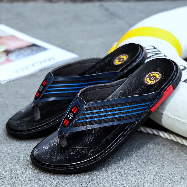 new trend beach men slippers men casual slippers white black pu leather man fashion summer casual shoe
