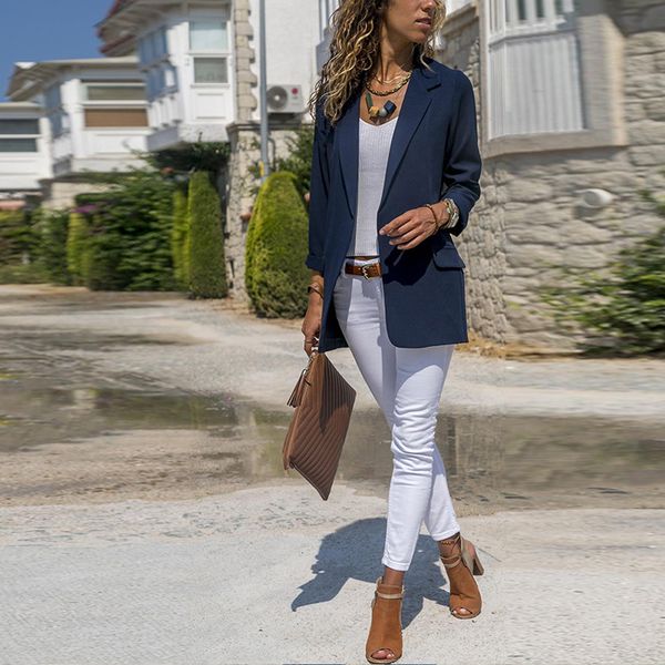 gaoke 2018 new fashion women autumn suit jacket and blazer long sleeve casual solid color open front coats, White;black
gaoke 2018 new fashion women autumn suit jacket and blazer long sleeve casual solid color open front coats, White;black