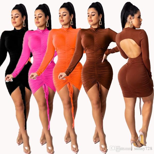 Sexy Lady Bandage Dress Solid Ruched Long Sleeves High Neck Open Backless Mini Bodycon Dress for Women Party Nightclub Real Pictures 2020
Sexy Lady Bandage Dress Solid Ruched Long Sleeves High Neck Open Backless Mini Bodycon Dress for Women Party Nightclub Real Pictures 2020