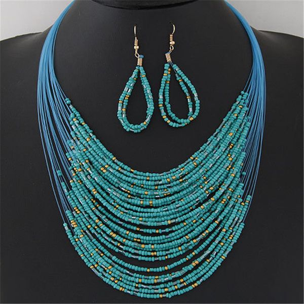 bxw new fashion african jewelry sets bohemian multilayer colorful ladies women jewelry statement necklace earrings set, Silver
bxw new fashion african jewelry sets bohemian multilayer colorful ladies women jewelry statement necklace earrings set, Silver