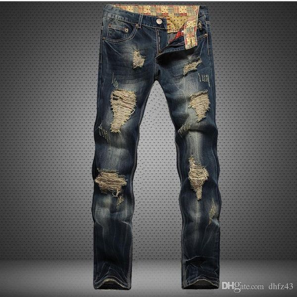 hole metrosexual straight destroyed jeans brand slim casual ripped jeans homme retro men's denim trousers cotton sh190916, Black
hole metrosexual straight destroyed jeans brand slim casual ripped jeans homme retro men's denim trousers cotton sh190916, Black
