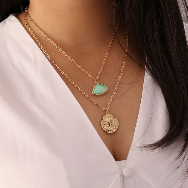 double layers gold chain necklace women fashion jewelry round human face coin pendant necklaces ladies elegant jewellery, Golden;silver
double layers gold chain necklace women fashion jewelry round human face coin pendant necklaces ladies elegant jewellery, Golden;silver