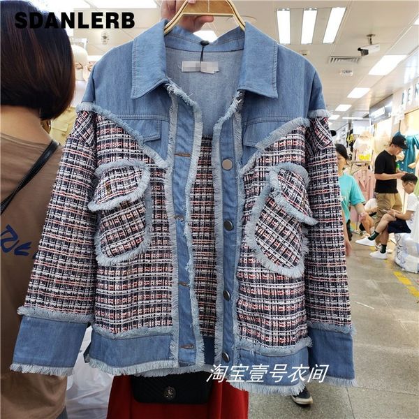 2019 autumn new fashion wool plaid stitching washed brushed denim jacket girls ladies street jackets female coats, Black;brown
2019 autumn new fashion wool plaid stitching washed brushed denim jacket girls ladies street jackets female coats, Black;brown
