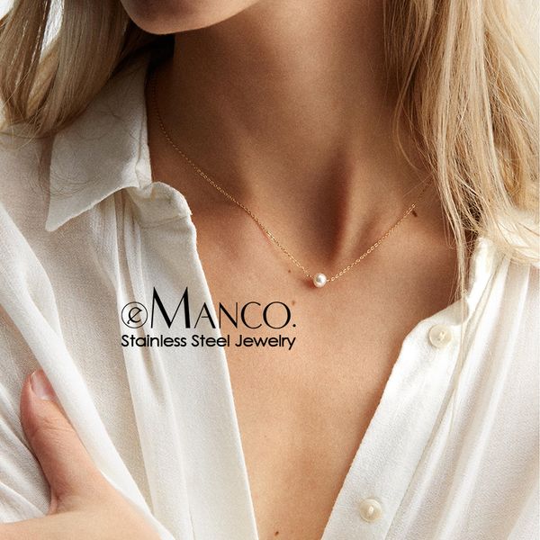 e-manco classic stainless steel necklace simple imitation pearl pendant choker necklace for women chain necklaces, Silver
e-manco classic stainless steel necklace simple imitation pearl pendant choker necklace for women chain necklaces, Silver