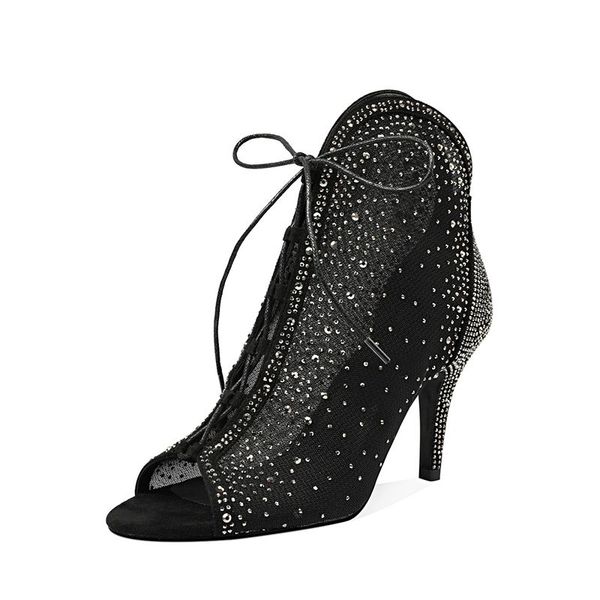 women open toe crystal boots gladiator lace up stiletto boots ladies shiny heel ankle booties party wedding pumps shoes, Black
women open toe crystal boots gladiator lace up stiletto boots ladies shiny heel ankle booties party wedding pumps shoes, Black