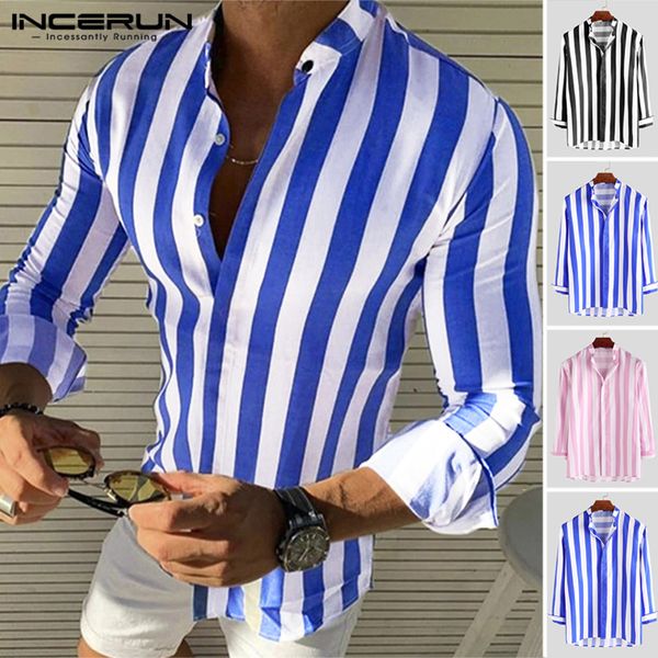 incerun 2019 fashion striped men shirt long sleeve baggy button up hip-hop personality casual brand slim mens blouse camiseta, White;black
incerun 2019 fashion striped men shirt long sleeve baggy button up hip-hop personality casual brand slim mens blouse camiseta, White;black