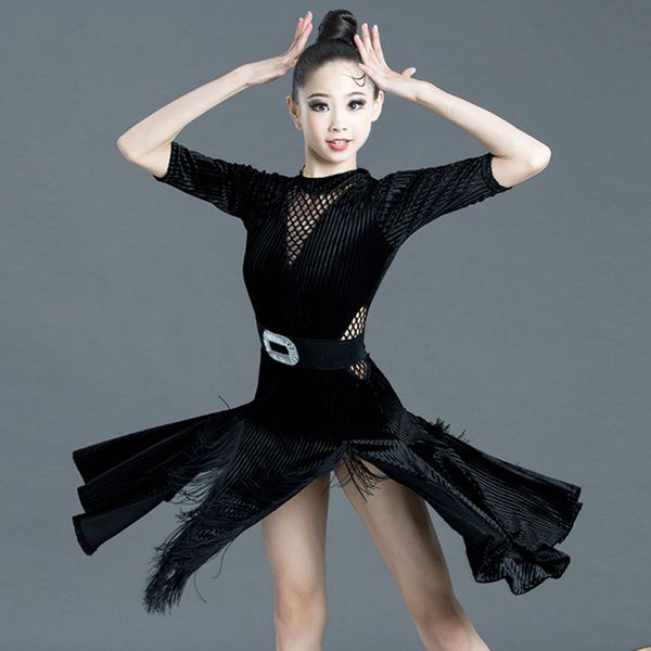girls latin dance dress black velvet fringed split dresses tango salsa rumba cha cha samba competition performance wear dn5221, Black;red
girls latin dance dress black velvet fringed split dresses tango salsa rumba cha cha samba competition performance wear dn5221, Black;red