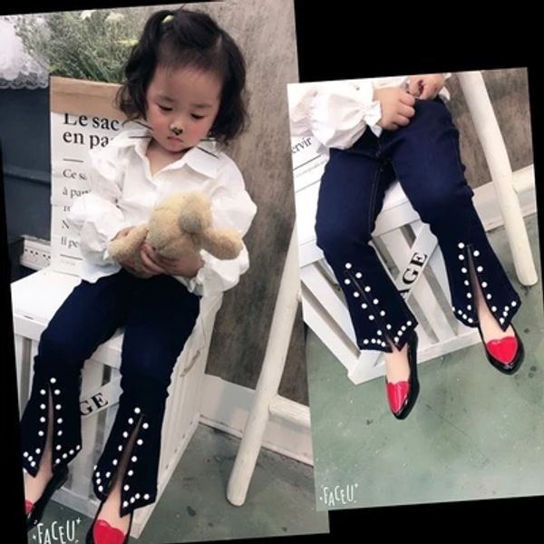 girls jeans 2017 spring new split fork pants mbroidered flares girls clothes meninos novelty style flare kids trousers for party, Blue
girls jeans 2017 spring new split fork pants mbroidered flares girls clothes meninos novelty style flare kids trousers for party, Blue