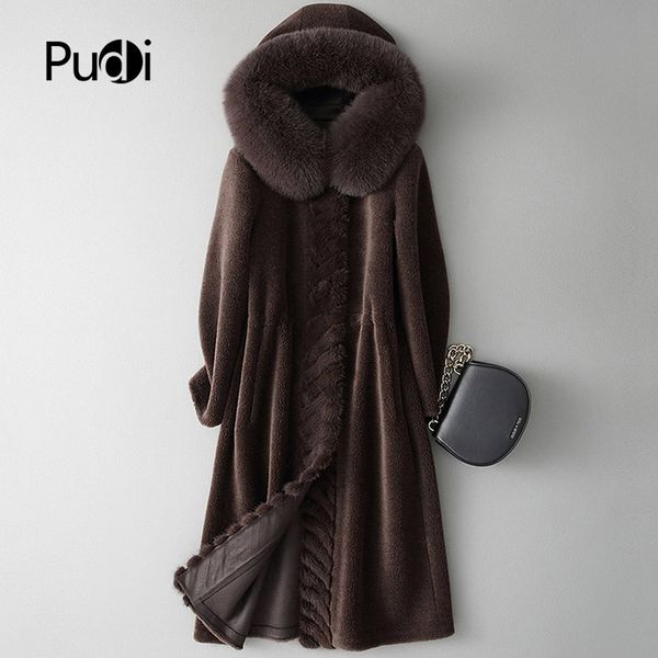 women's fur & faux pudi a18179 winter real wool collar warm jacket coat lady long overcoat, Black
women's fur & faux pudi a18179 winter real wool collar warm jacket coat lady long overcoat, Black
