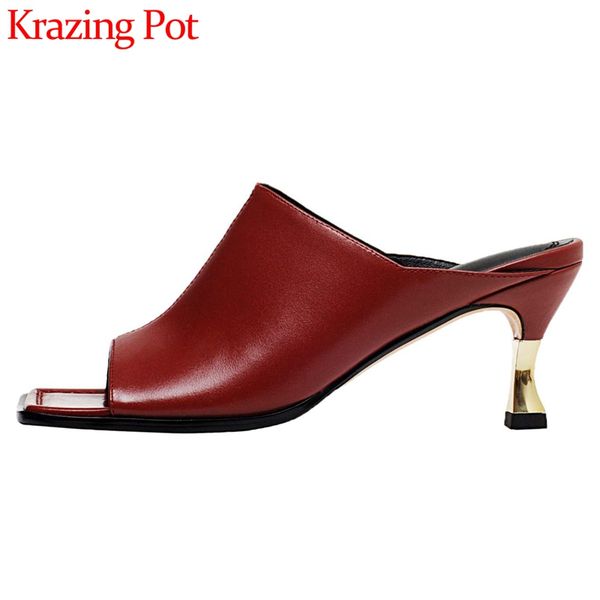 krazing pot plus size natural leather peep toe high heels snack veins fashion mules mature lady slip on sandals women l25, Black
krazing pot plus size natural leather peep toe high heels snack veins fashion mules mature lady slip on sandals women l25, Black