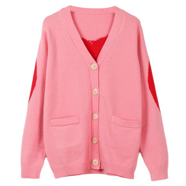 han edition 2019 spring new dress contrast color spot v-neck long-sleeve loose pink knitting cardigan coat, White;black
han edition 2019 spring new dress contrast color spot v-neck long-sleeve loose pink knitting cardigan coat, White;black