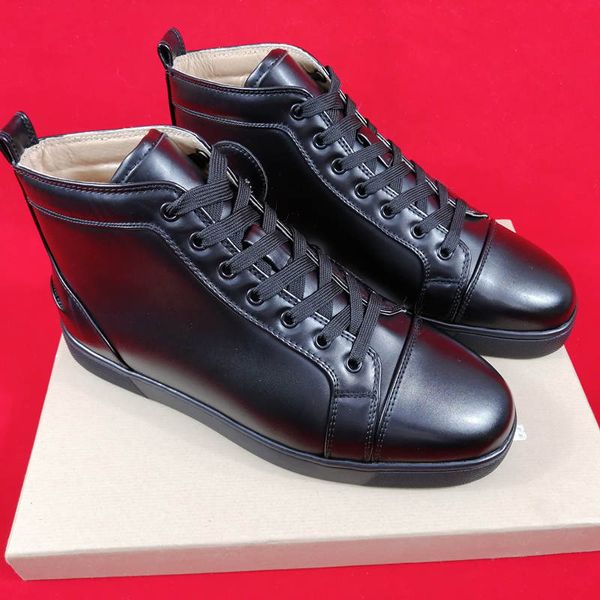 designer sneakers red bottom lace-up high casual shoes studded spikes flats shoes for mens and womens leather sneakers with dust bag, Black
designer sneakers red bottom lace-up high casual shoes studded spikes flats shoes for mens and womens leather sneakers with dust bag, Black