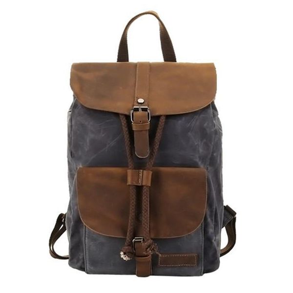dropship oil wax canvas backpacks for men vintage waterproof school backpack 14" lapdaypacks retro travel bags
dropship oil wax canvas backpacks for men vintage waterproof school backpack 14" lapdaypacks retro travel bags