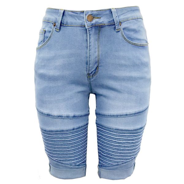 high waist denim blue shorts bodycon knee length summer women elastic slim classic shorts, White;black
high waist denim blue shorts bodycon knee length summer women elastic slim classic shorts, White;black