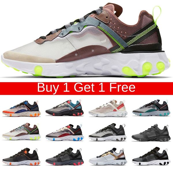 

new react element 55 87 running shoes for men women white royal solar red triple black orange peel mens trainer sports sneakers runners