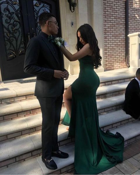 emerald evening dress plus size sweetheart long mermaid prom dresses for black girls elegant african evening gowns with slits, Black;red