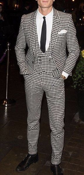 houndstooth custom made mens suit tailored dresses custom black weave hounds wedding men three-piece suits, White;black
houndstooth custom made mens suit tailored dresses custom black weave hounds wedding men three-piece suits, White;black