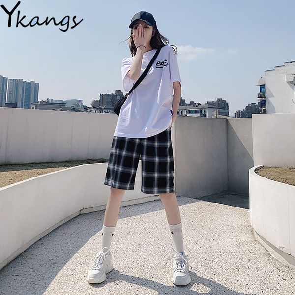 high waist straight vintage plaid shorts women summer black casual shorts feminino sport for women pocket running korean, White;black
high waist straight vintage plaid shorts women summer black casual shorts feminino sport for women pocket running korean, White;black
