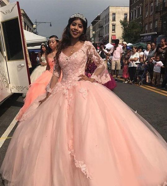 designer peach pink quinceanera dresses sweet 16 party dress plus size long sleeves lace cinderella prom party dresses miss pageant gowns, Blue;red
designer peach pink quinceanera dresses sweet 16 party dress plus size long sleeves lace cinderella prom party dresses miss pageant gowns, Blue;red