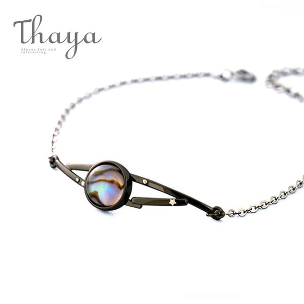 thaya milky stars design bracelet natural abalone shell s925 silver black bracelet with halo stone jewelry for women gift q190416
thaya milky stars design bracelet natural abalone shell s925 silver black bracelet with halo stone jewelry for women gift q190416