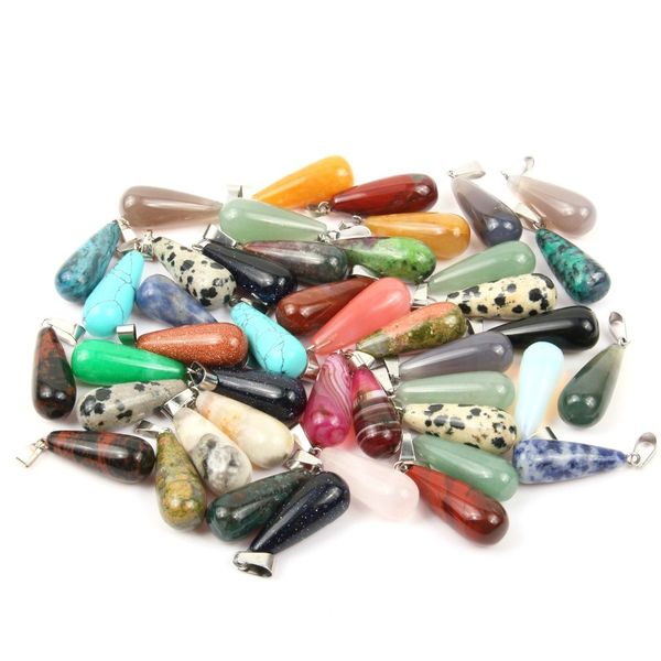 12 pcs natural stone pendant water drop shape pendants pink crystal/tiger eye charms for necklaces jewelry making 10*25 mm, Silver
12 pcs natural stone pendant water drop shape pendants pink crystal/tiger eye charms for necklaces jewelry making 10*25 mm, Silver
