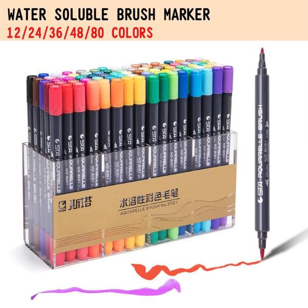 sta 80 colors water soluble colored marker brush pen double head artist sketch set for drawing design paints art marker supplies
sta 80 colors water soluble colored marker brush pen double head artist sketch set for drawing design paints art marker supplies